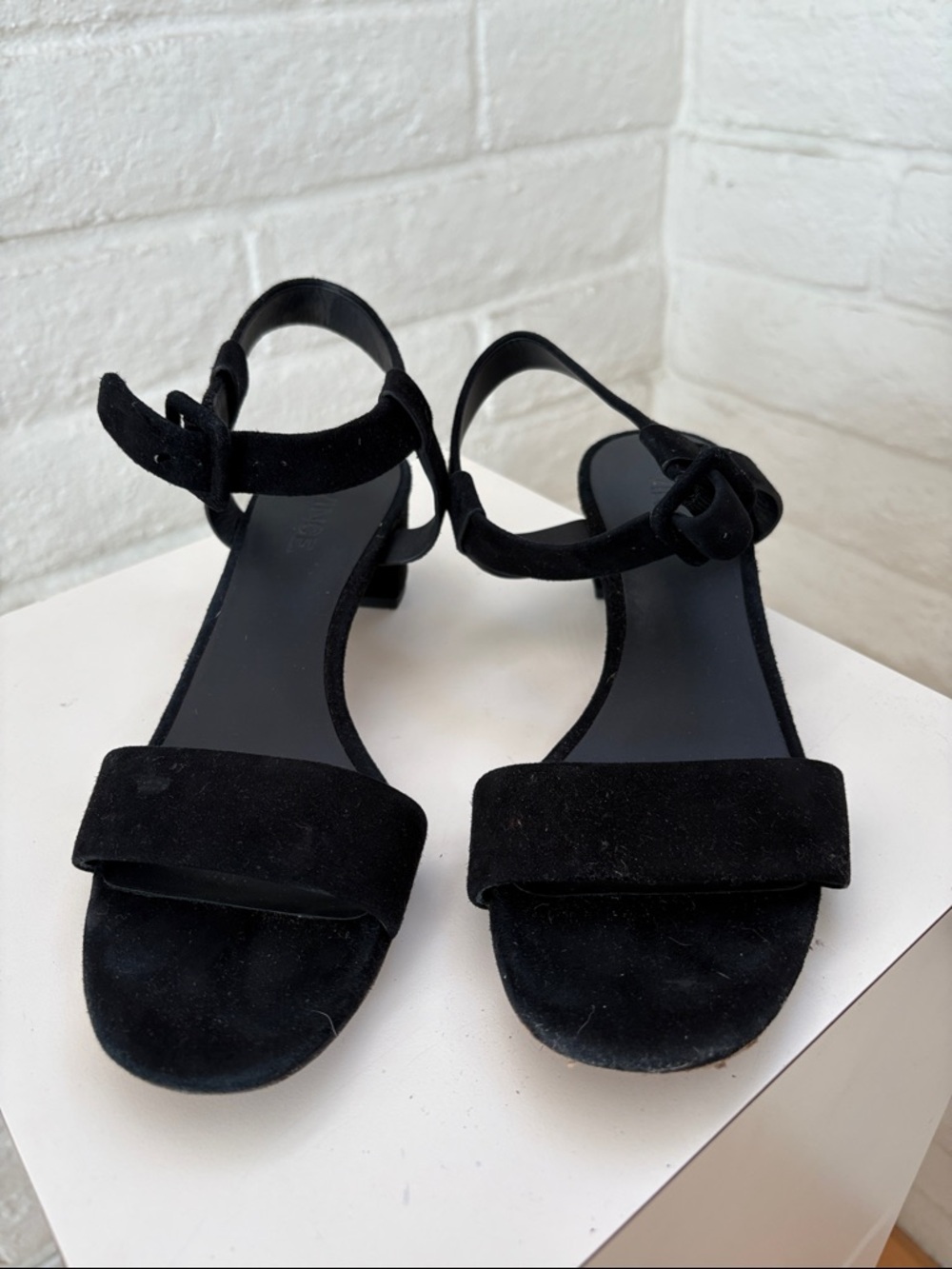 Vince Black Suede Open-Toe Ankle-Strap Sandals